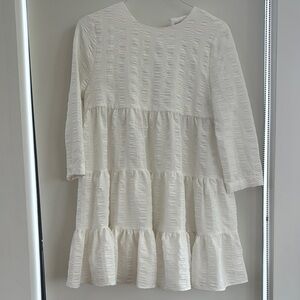 White Textured Tiered Dress
